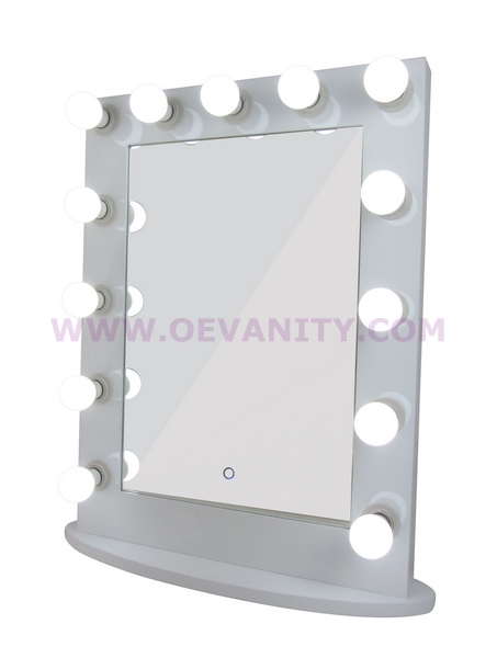 640006 GLOSSY WHITE HOLLYWOOD MAKEUP MIRROR WITH 12 LED BULBS