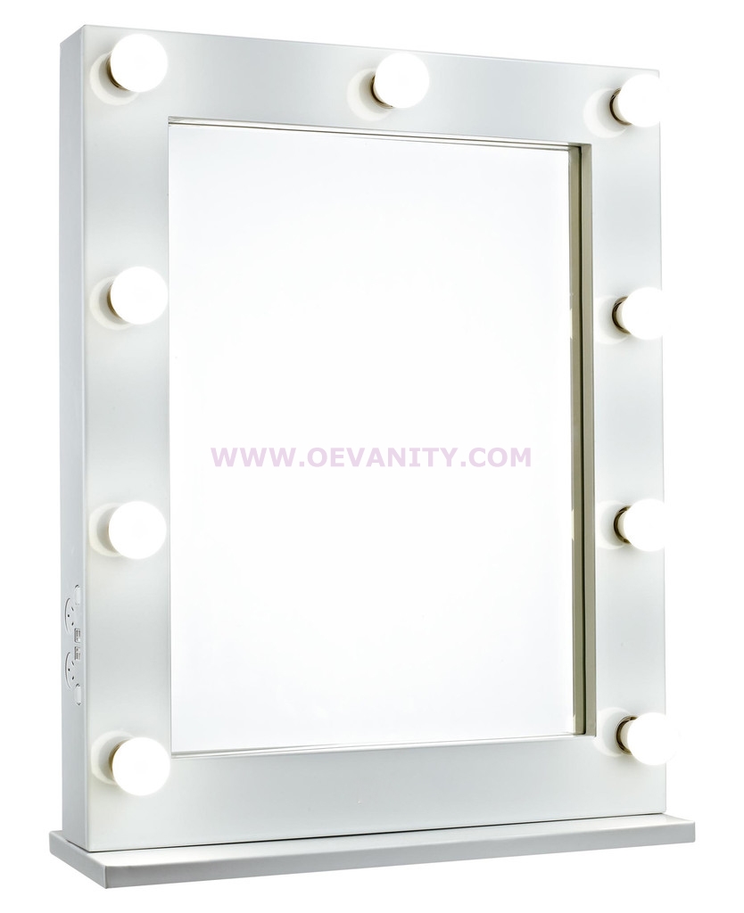 640032 GLOSSY WHITE HOLLYWOOD MAKEUP MIRROR WITH 9/12 LED BULBS