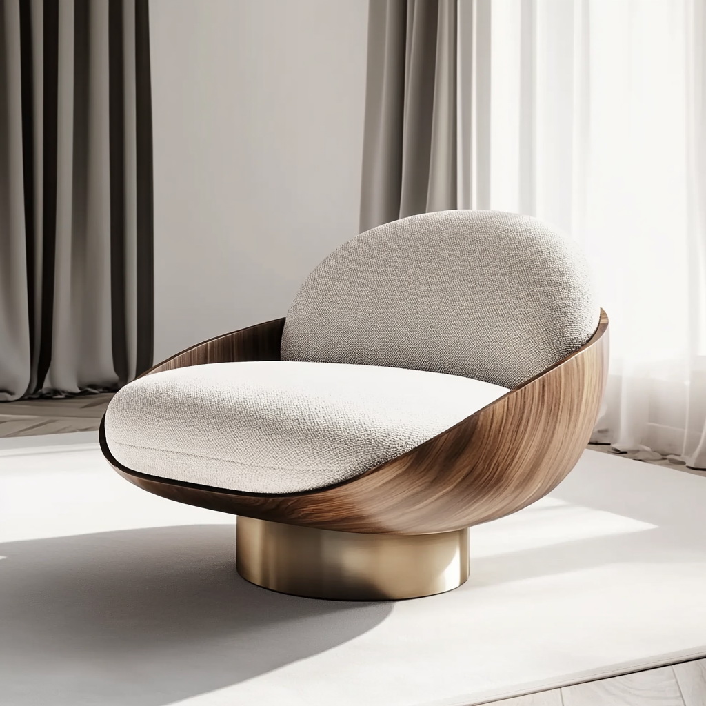 MTC0130 Matoezzi ITALIA lounge chair with solid walnut woood