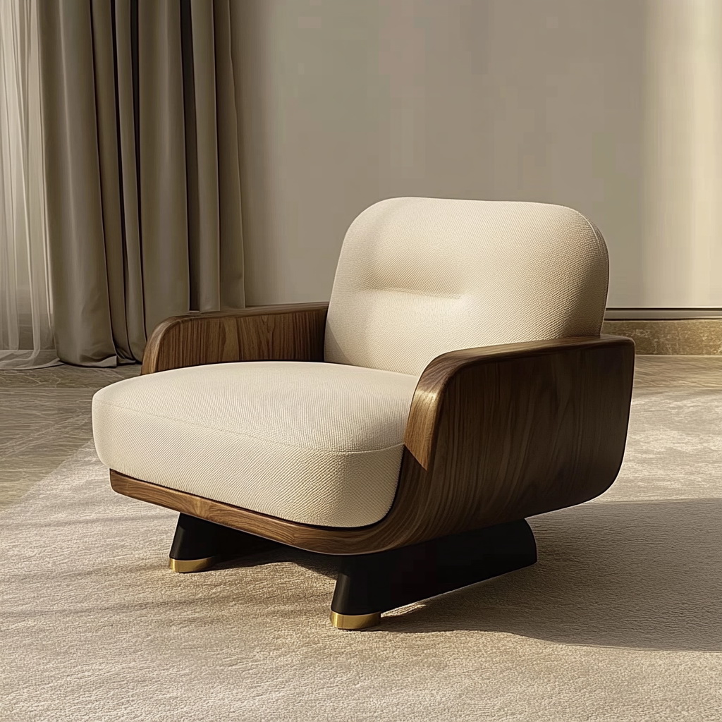 MTC0132 Matoezzi ITALIA lounge chair with solid walnut woood
