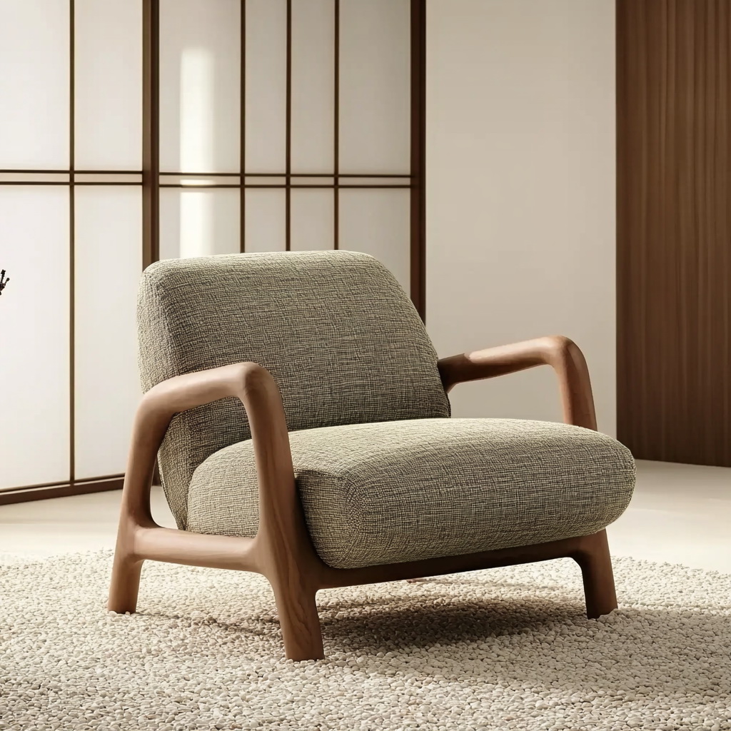 MTC0167 Matoezzi ITALIA lounge chair with solid walnut woood