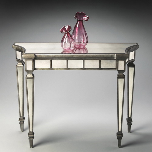630033 teak root mirrored console table