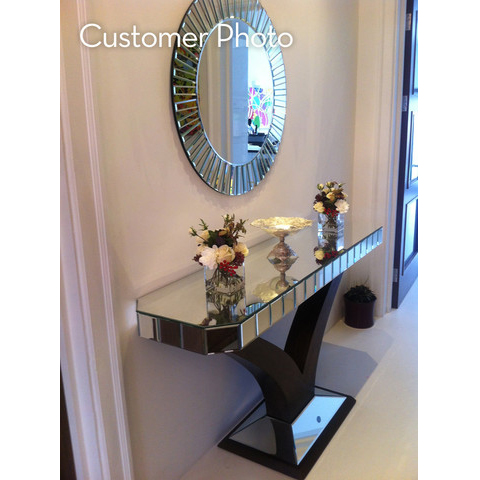 630313 glass console table mirrored console table