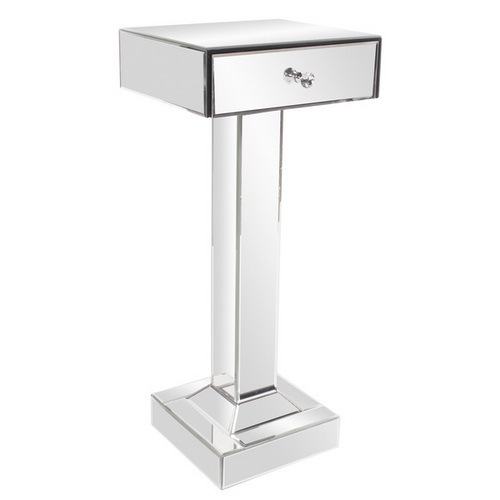 650180 Cherry wood mirrored end tables