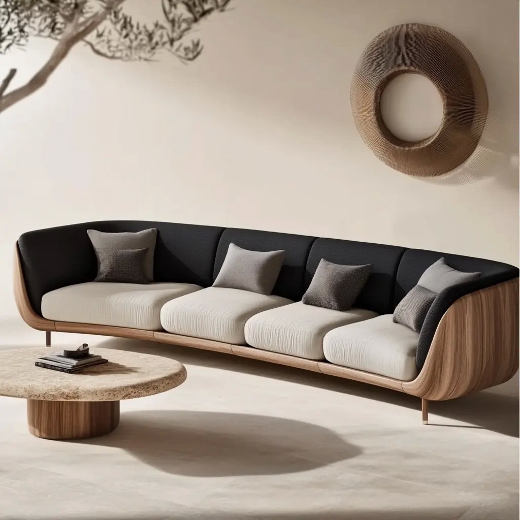 MA0038 Furniture Italian Designer Modern Sectional Sofas Walnut
