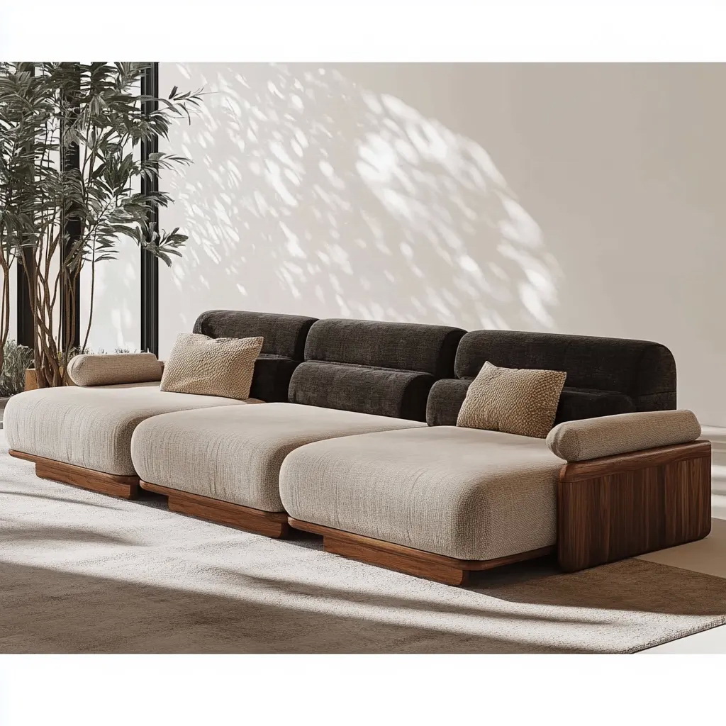 MA0039 Furniture Italian Designer Modern Sectional Sofas Walnut