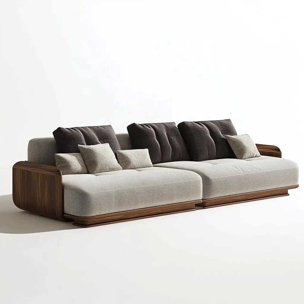 MA0040 Furniture Italian Designer Modern Sectional Sofas Walnut
