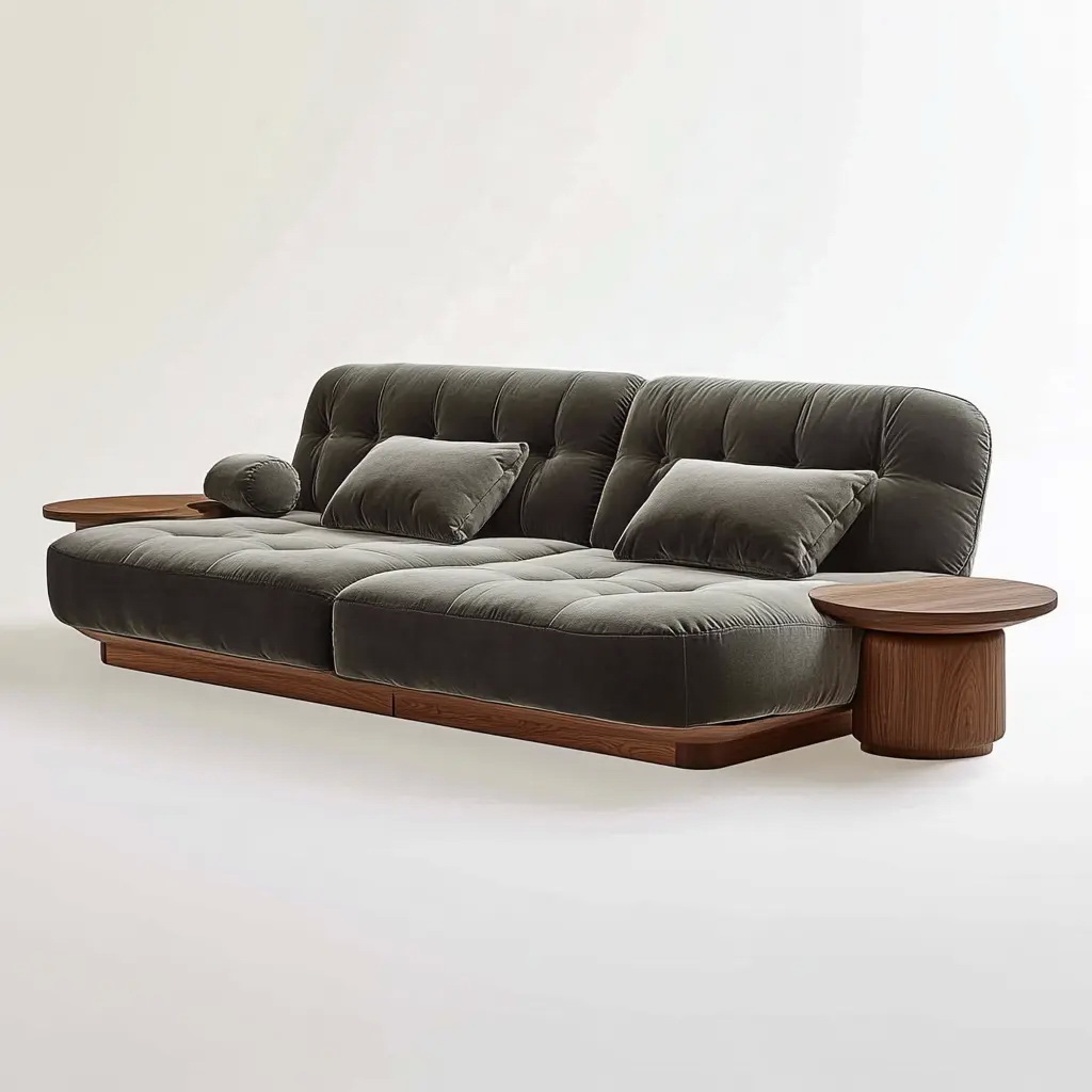 MA0041 Furniture Italian Designer Modern Sectional Sofas Walnut